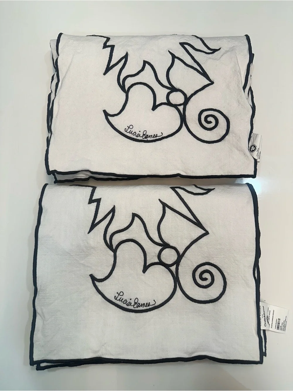 Set of Lucia Eames for Crate&Barrel White Table Runners